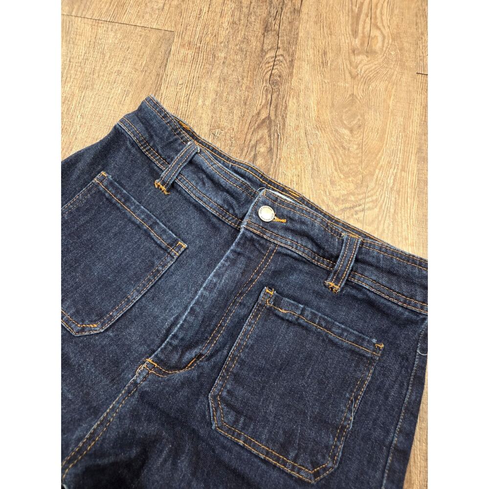 OAT New York High Rise Wide Leg Patch Pocket Dark Wash Jeans Size 8/29 - Picture 2 of 5